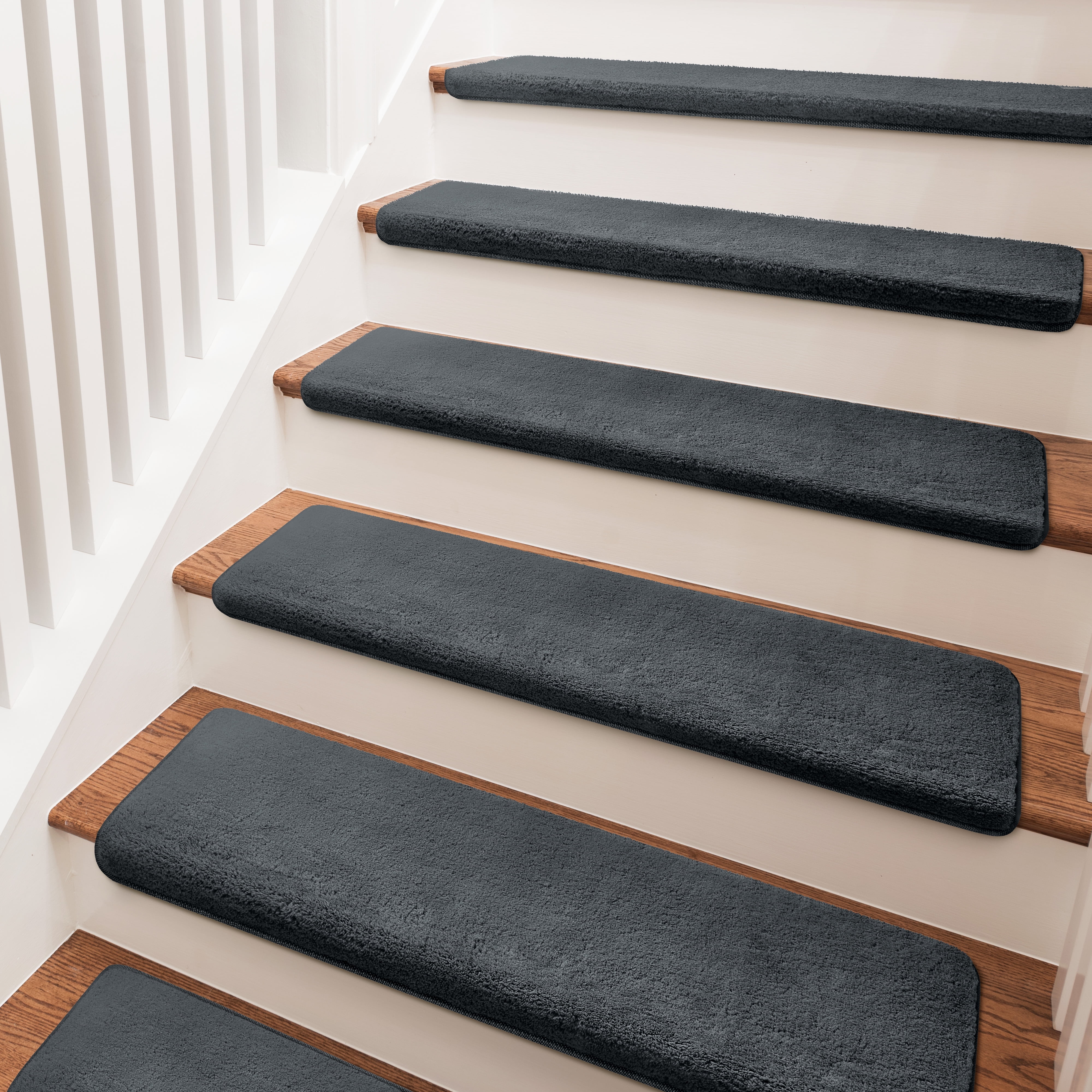 Dark Gray Ultra Plush Non-Slip Stair Treads, 9.5" x 30"