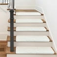 thumbnail image 1 of PURE ERA Self Adhesive Bullnose Stair Treads Set of 14 Ultra Plush Soft Tape Free Skid Resistant Stair Carpet Washable ( Off White 9.5" x 30"x1.2"), 1 of 9