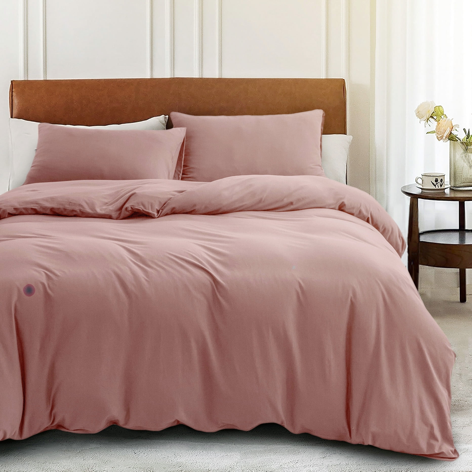 Queen Petal Pink Jersey Cotton Duvet Cover Set