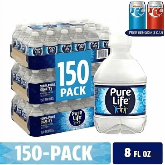 PURE LIFE Purified Bottled Water, 8 fl oz Mini Water Bottles,150 Pack