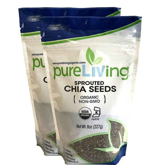 Pure Living - Organic Sprouted Chia Seeds - 8 Ounce