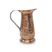 PURE LONG COPPER EMBOSSED PITCHER - COPPER JUG - BY ERHA HANDICRAFT