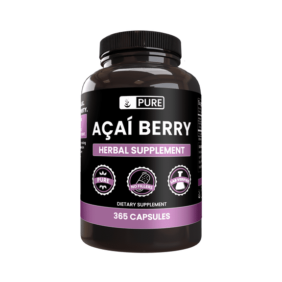 PURE ORIGINAL INGREDIENTS Acai Berry 365 Capsules No Magnesium Or Rice Fillers, Always Pure, Lab Verified