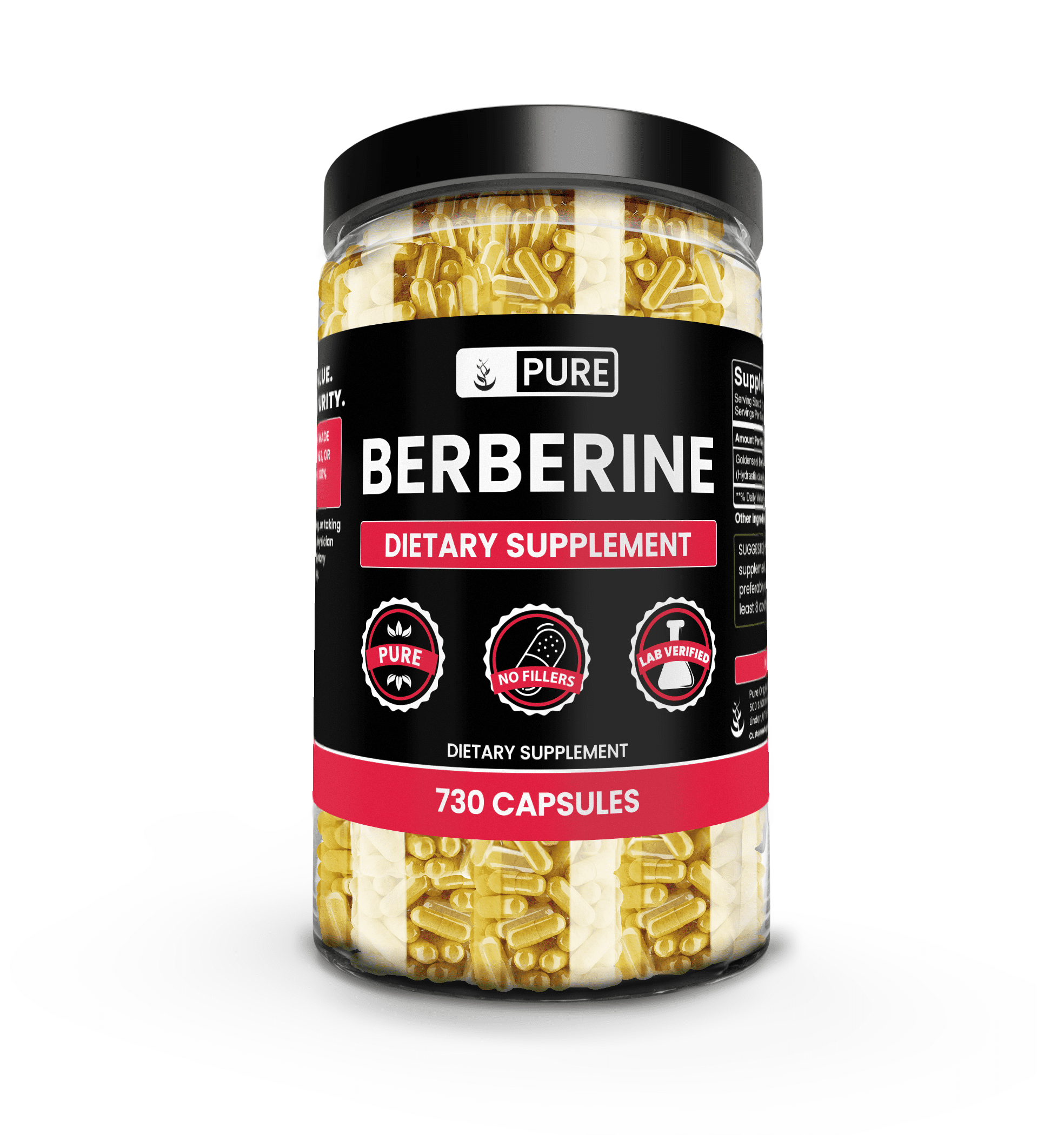 PURE ORIGINAL INGREDIENTS Berberine 730 Capsules No Magnesium Or Rice Fillers, Always Pure, Lab Verified