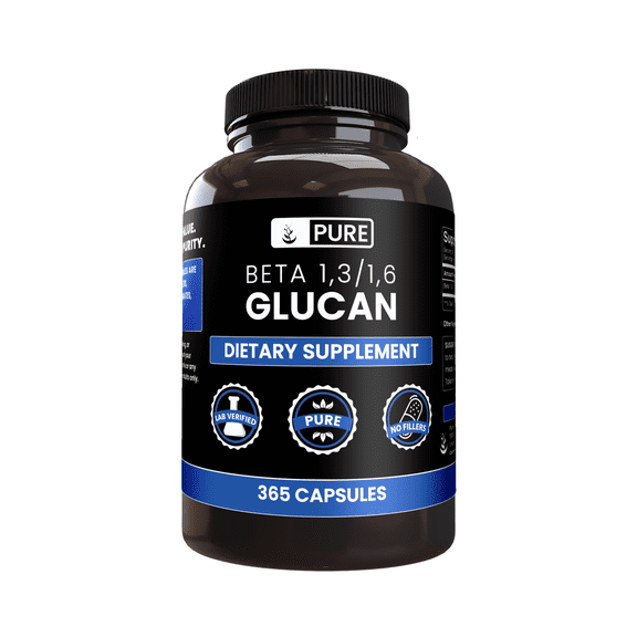 PURE ORIGINAL INGREDIENTS Beta Glucan 1,3/1,6, 365 Capsules No Magnesium Or Rice Fillers, Always Pure, Lab Verified