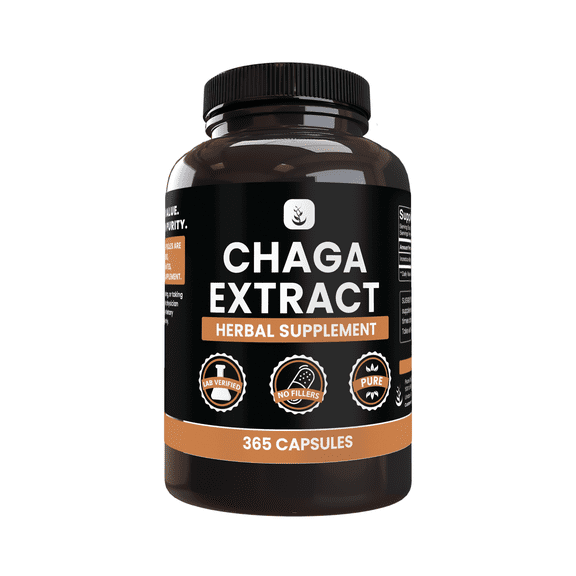 PURE ORIGINAL INGREDIENTS Chaga Mushroom Extract 365 Capsules No Magnesium Or Rice Fillers, Always Pure, Lab Verified