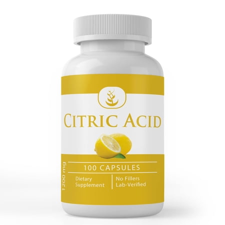PURE ORIGINAL INGREDIENTS Citric Acid, 100 Capsules Always Pure, No Additives Or Fillers, Lab Verified