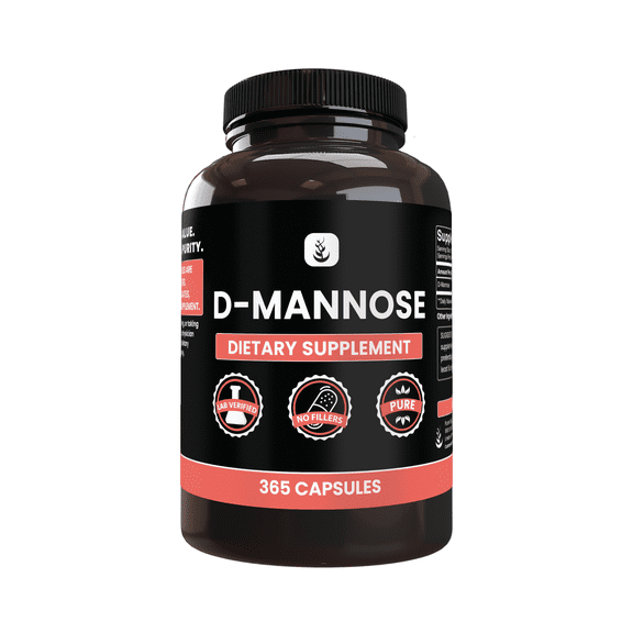 PURE ORIGINAL INGREDIENTS D-Mannose 365 Capsules No Magnesium Or Rice Fillers, Always Pure, Lab Verified