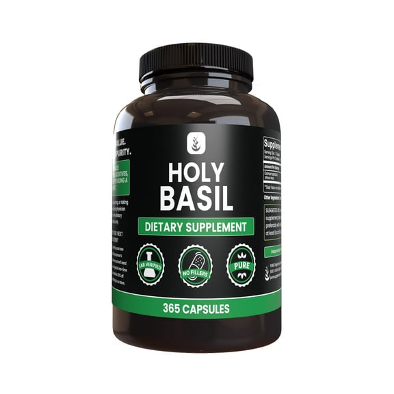 PURE ORIGINAL INGREDIENTS Holy Basil 365 Capsules No Magnesium Or Rice Fillers, Always Pure, Lab Verified