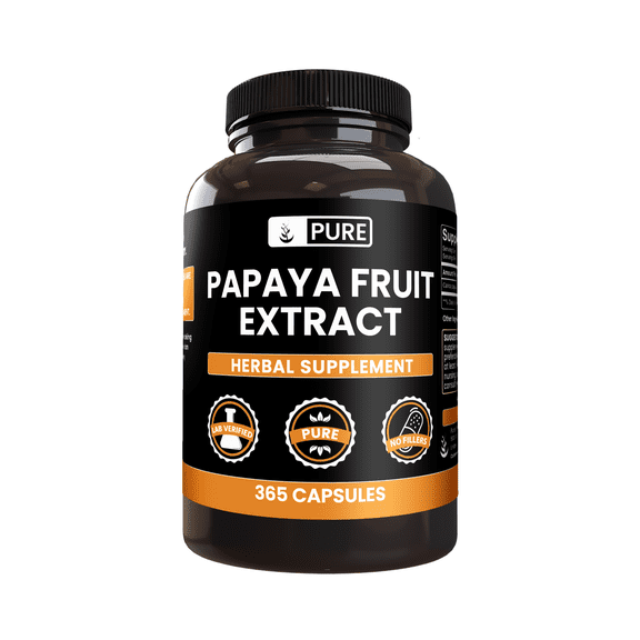 PURE ORIGINAL INGREDIENTS Papaya Extract 365 Capsules No Magnesium Or Rice Fillers, Always Pure, Lab Verified