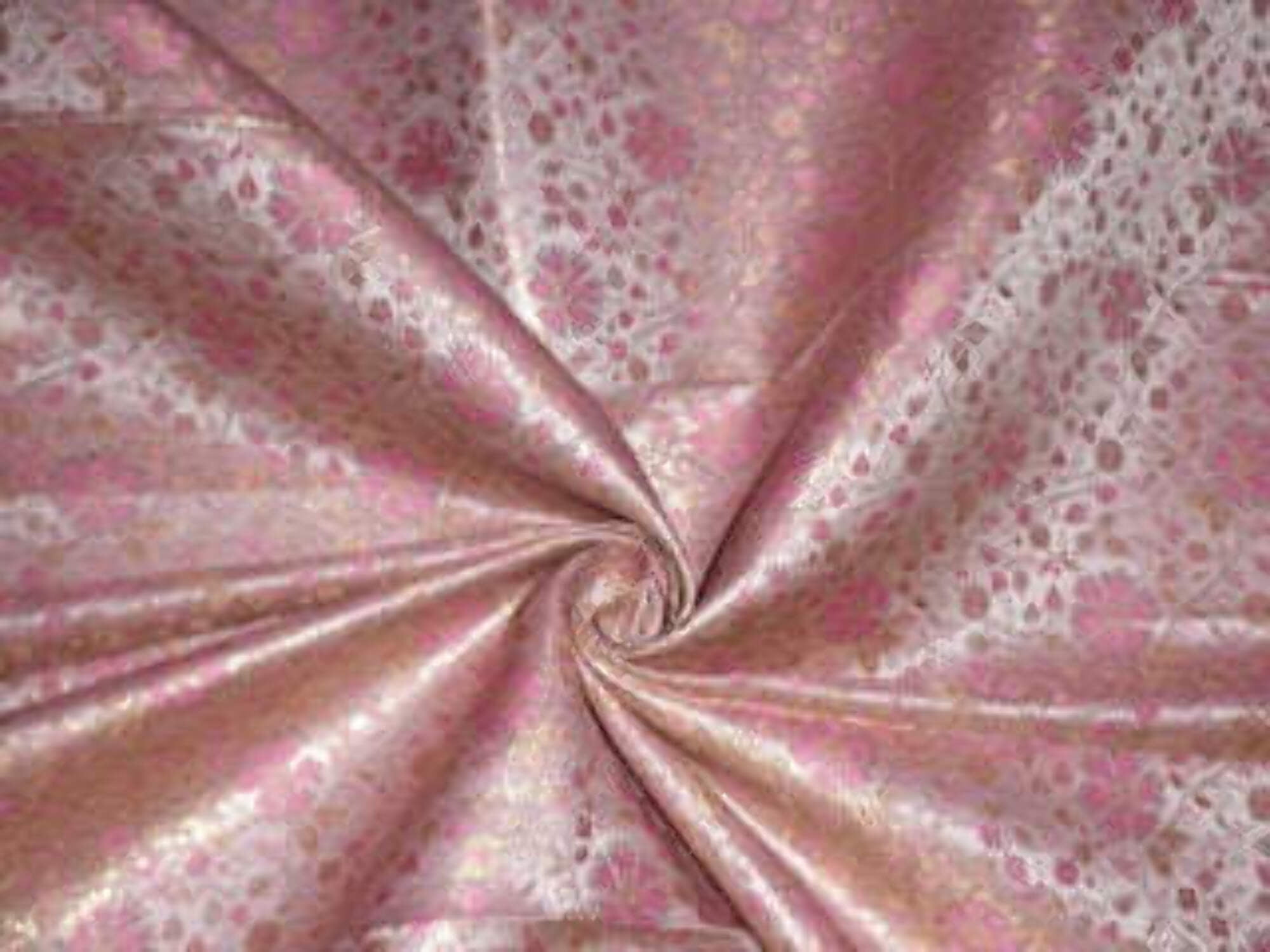Pink Gold Silk Brocade Fabric main image 1