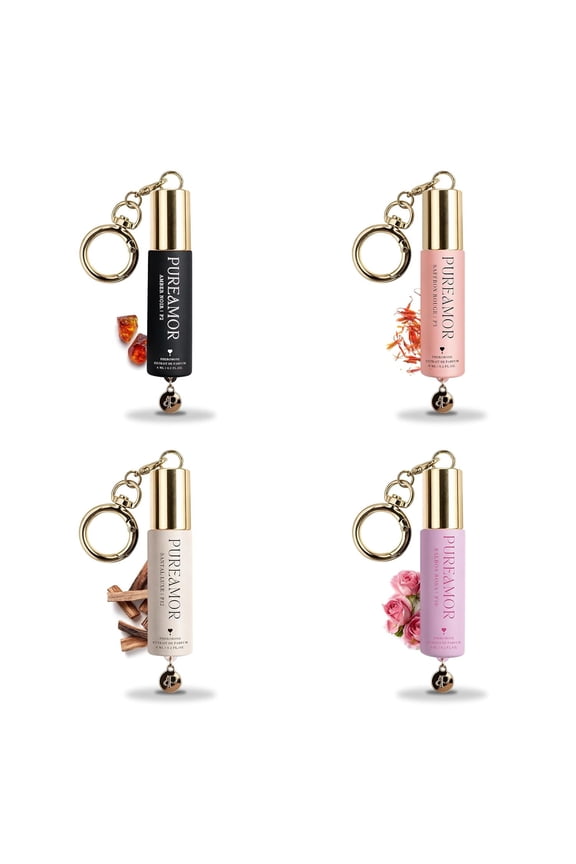 Pheromone Perfume for Women, Amber Noir Keychain Perfume – Bold Gourmand Scent with Coffee, 30% High Concentration, Long Lasting Extrait de Parfum Roll-On, 0.2 oz / 6 ml