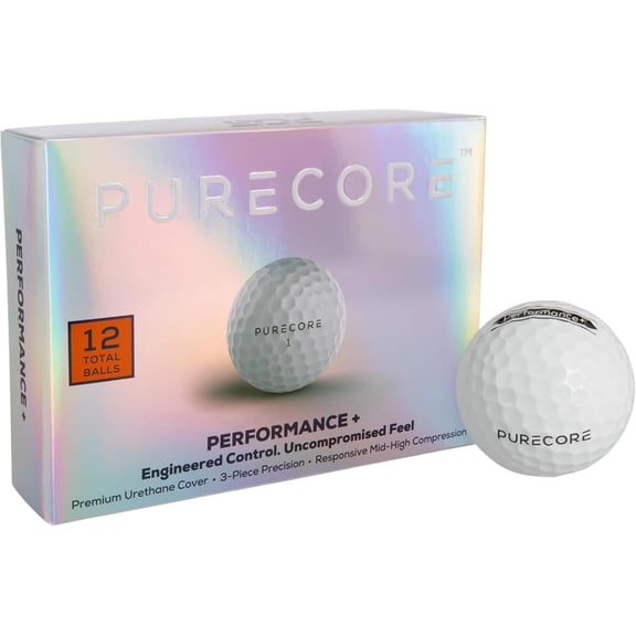 PURECORE Performance+ Distance Golf Balls  Premium 3-Piece Urethane | 98 Compression | Extra Soft Feel, Predictable Flight, Balanced Spin & Consistent Distance