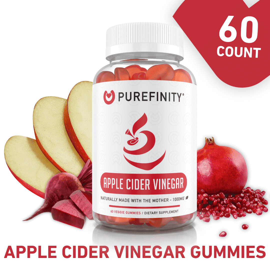 PUREFINITY Apple Cider Vinegar Gummies - ACV Gummies with Mother, Non-GMO, Gluten Free 60ct