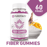 PUREFINITY Fiber Gummies for Adults with Inulin FOS Chicory Root, Sugar Free, Digestive & Constipation Relief, 60 Gummies