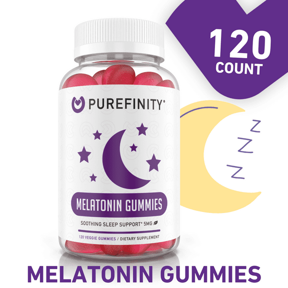 PUREFINITY Melatonin Gummies 5mg - (2) Melatonin 2.5mg Gummies Per Serving, Gluten Free - 120ct