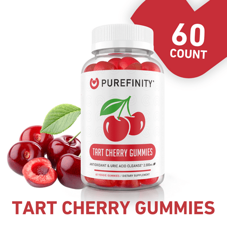 PUREFINITY Tart Cherry Gummies, Uric Acid Cleanse & Flush, Tart Cherry Extract, Gluten Free, 60ct