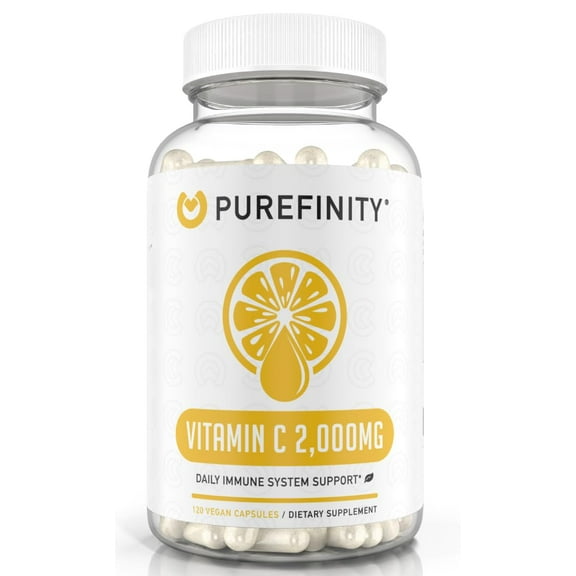 PUREFINITY Vitamin C 2000mg Capsules - Antioxidant Supplement with High Absorption 120 Count (1 Month Supply)