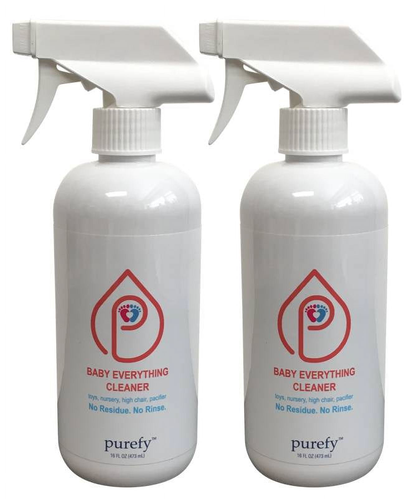 PUREFY Baby Everything Cleaner. (16oz, 2pk) Hypoallergenic. No Residue. Unscented. No Rinse. Baby Safe cleaner for Toys, Pacifier, High Chair, and Nursery.