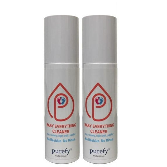 PUREFY Baby Everything Cleaner. Hypoallergenic. No Residue. Unscented. No Rinse. Baby Safe cleaner for Toys, Pacifier, High Chair, and Nursery. (On The Go, 2pk)