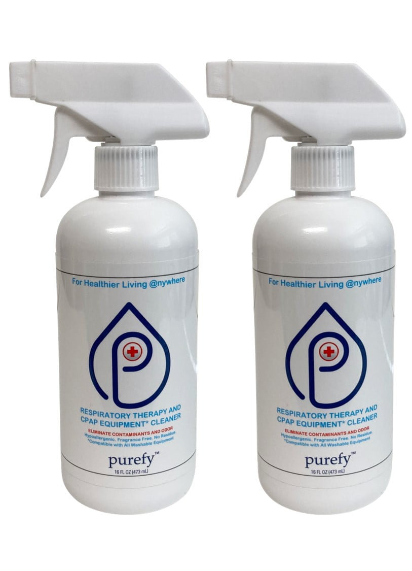 PUREFY CPAP Equipment Cleaner and Pre-wash (16oz, 2pk). Hypochlorous Technology. No Rinse. No Residue. Unscented. Eliminate Contaminants and Odor [HEALTHIER] Tough on contaminants and odor - eliminate