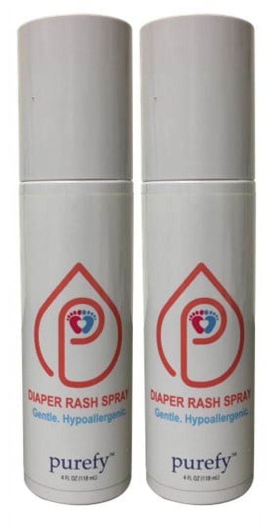 PUREFY Diaper Rash Spray (4oz, 2pk) Hypoallergenic, Promotes Natural