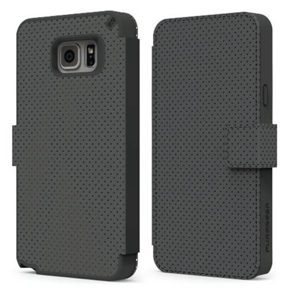 PUREGEAR BLACK EXPRESS FOLIO WALLET CASE CARD SLOT STAND FOR SAMSUNG GALAXY NOTE 5, SM-N920