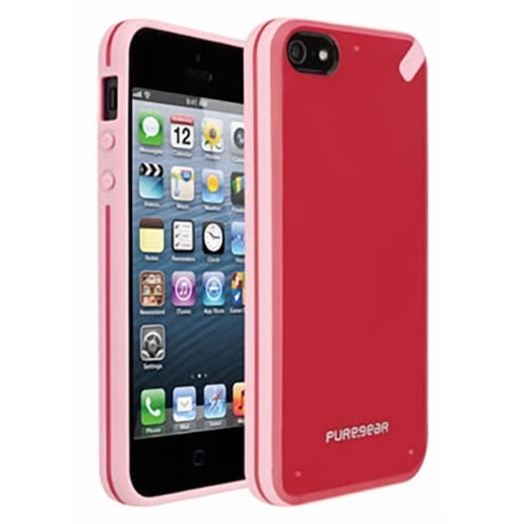 PUREGEAR RED/PINK SLIM SHELL CASE HARD COVER FOR APPLE iPHONE 5/5s/SE 2016 (Strawberry Rhubarb)