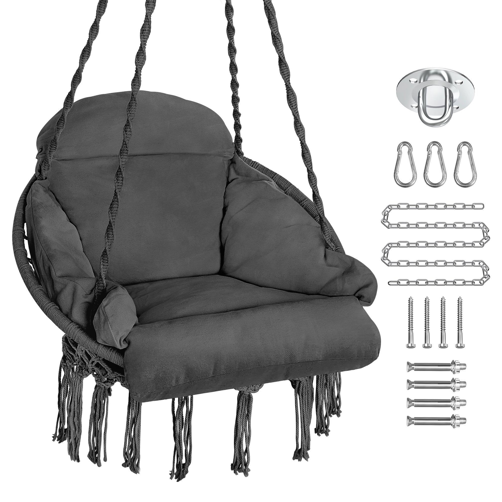 PUREKEA Hanging Chair, Hammock Chair with Large, Thick Cushion, Swing Chair