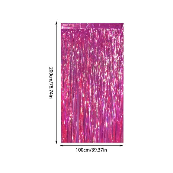 PUREKKI 2M Holographic Foil Fringe Curtain for Birthday Wedding Party Decor Background Self-Stick Easy Hang Festive Atmosphere Creation Iridescent Display
