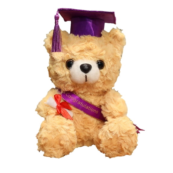 PUREKKI 7.1-Inch Plush Graduation Bear with Cap - Soft Filled Commemorative Doll, Decorative Gift for College Graduation Parties, Home Display Souvenir