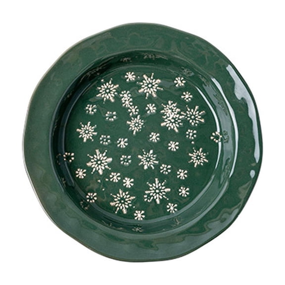PUREKKI Christmas Dinner Plate Ceramic Holiday Tableware for Family Gathering Festive Meal Steak Serving 8 Inch