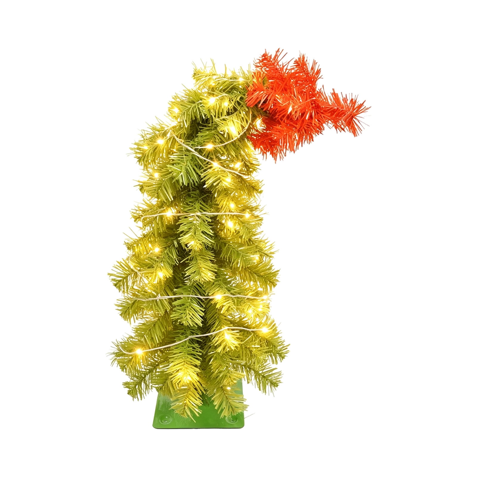 Fake Table Top Tree PUREKKI Flexible Artificial Christmas Tree with LED Warm Lights Curved ...