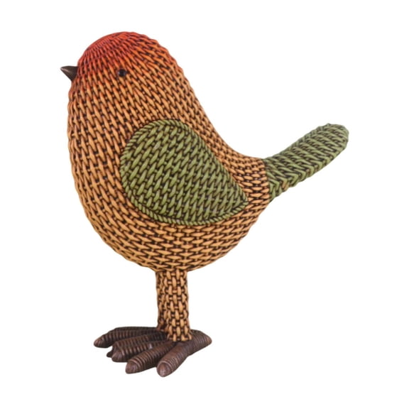 PUREKKI Imitation Rattan Resin Bird Animal Statue Figurine, Unique Desktop Decorative Ornament for Home Living Room TV Cabinet Accent, Handcrafted Artistic Design