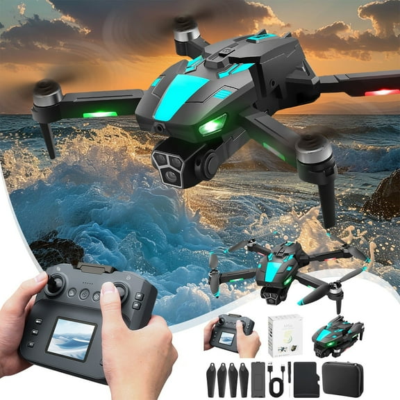 PUREKKI Large Foldable Dual Camera Drone with Real-Time Transmission Brushless Motor and 360° Obstacle Avoidance for Travel