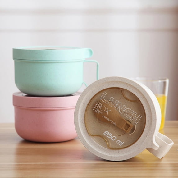 PUREKKI Microwave-Safe Bowl with Lid and Handle - 28.7oz Food-Grade Ramen Soup Container Steam Vent Design Easy Grip Easy Clean Versatile for Daily Meals