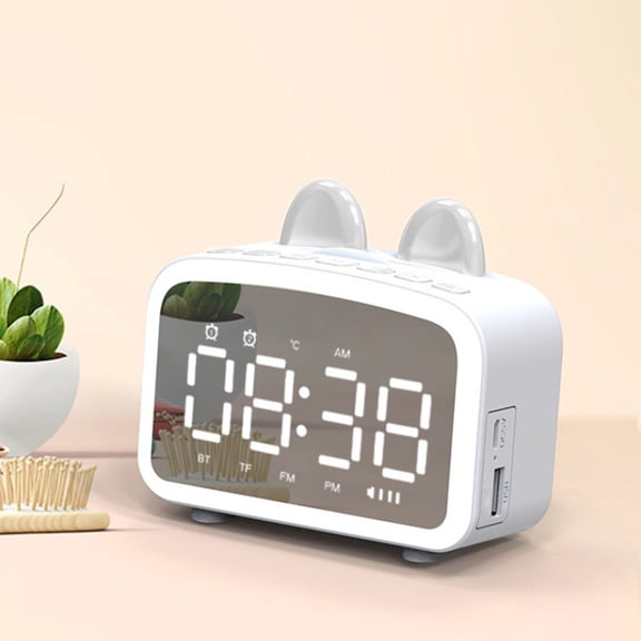 PUREKKI Multifunctional Desktop Bluetooth Speaker with Alarm Clock, FM Radio, SD Card Playback, Hands-Free Calling, Compact Size for Bedside and Office Use