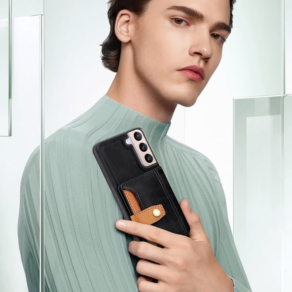 PUREKKI Phone Galaxy S25 Leather Flip Wallet Case with Multiple Card Pockets, Protective Cover with Built-in Stand