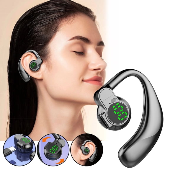 PUREKKI Single Ear Wireless Bluetooth 5.4 Headset, 180-Degree Rotatable, Digital Battery Display, 10-Hour Talk Time for Hands-Free Use