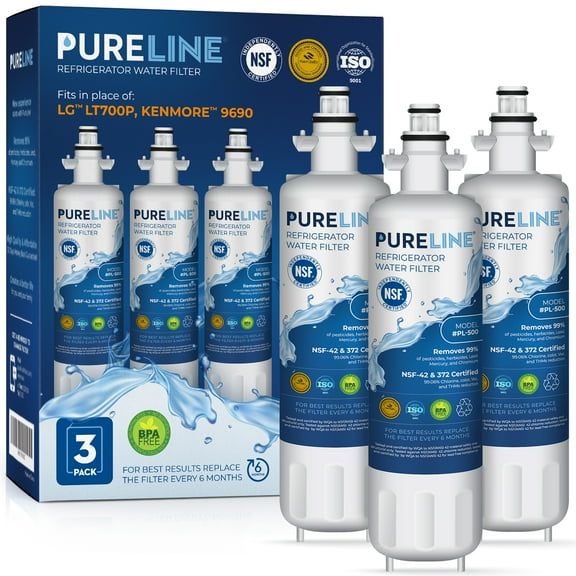 PURELINE 9690 Water Filter with Advanced Filtration. Compatible with Kenmore 9690, 46-9690, Kenmoreclear 9690, and Kenmoreclear 46-9690. (3 Pack)
