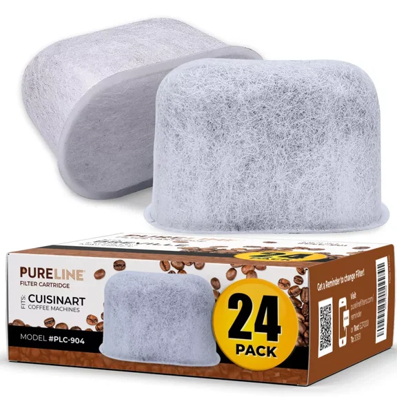 PURELINE Cuisinart Coffee Filter Replacement - 24 Pack Cuisinart Coffee Maker Water Filter, Charcoal Water Filters - for all Cuisinart Coffee Machines