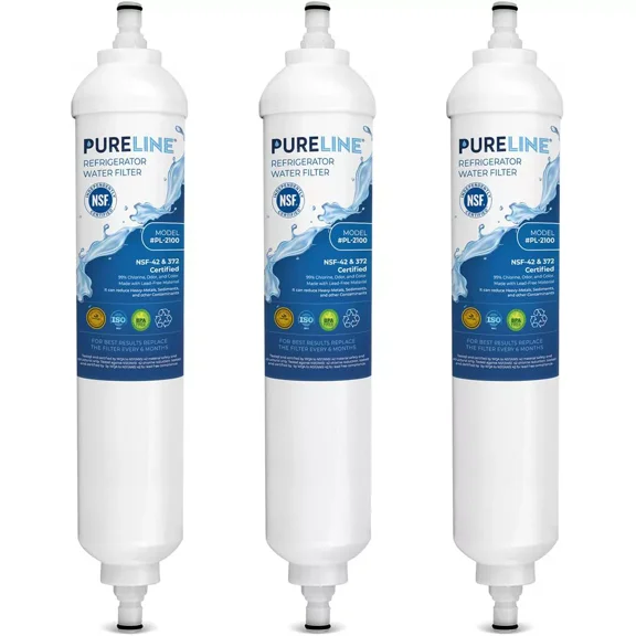 PURELINE GXRTQR Inline Water Filter Replacement Compatible with GE GXRTQR and GXRTQ, With Advanced Carbon Filter - NSF Certified (3 Pack)