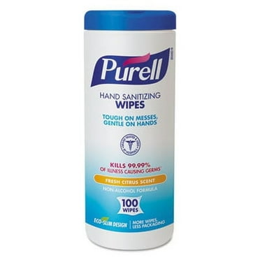 Premoistened Hand Sanitizing Wipes 5.78 x 7 Fresh Citrus White 100/Canister 12 Canisters/Carton 911112
