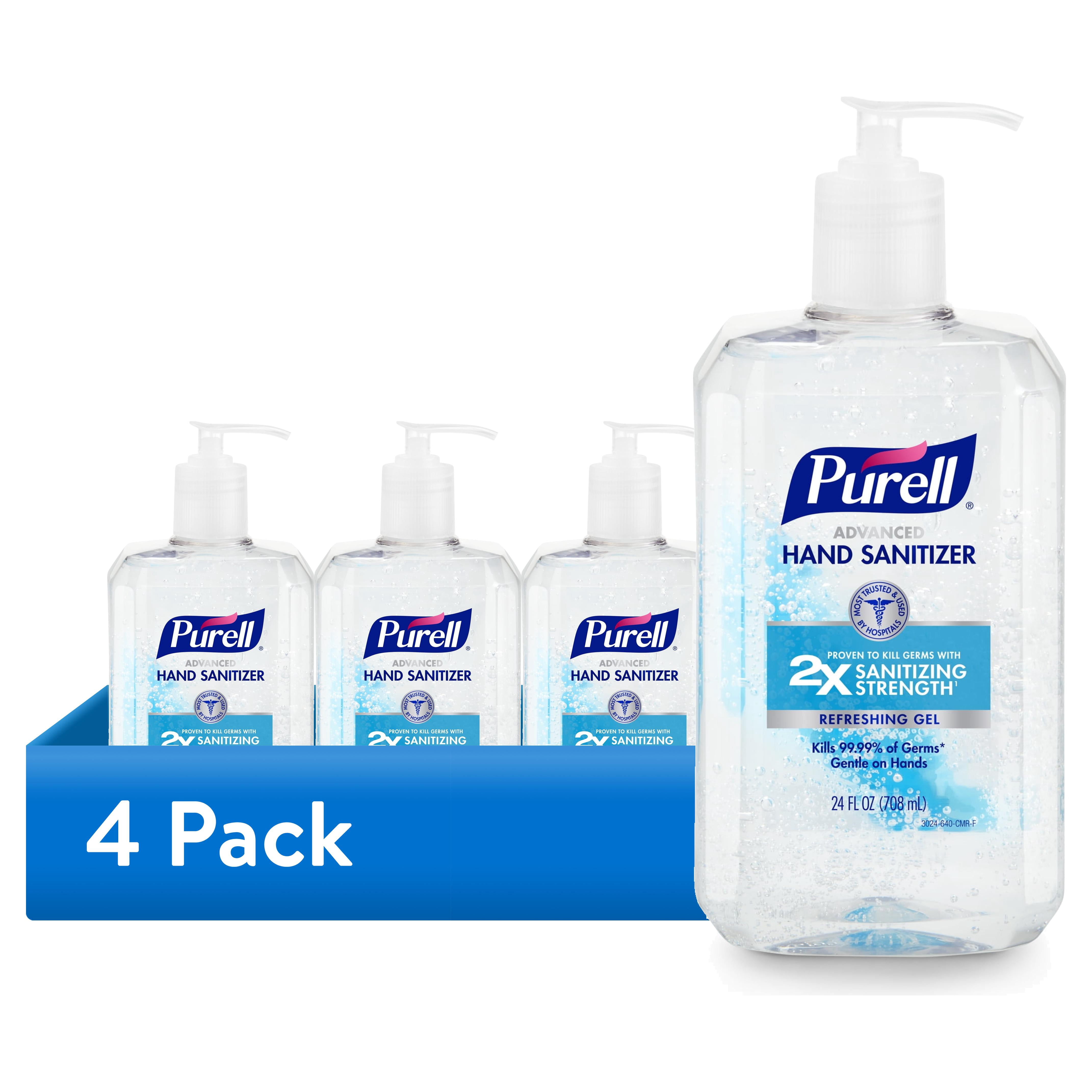 (4 pack) PURELL® Advanced Hand Sanitizer Refreshing Gel, 24 oz Pump Bottle (Adult)
