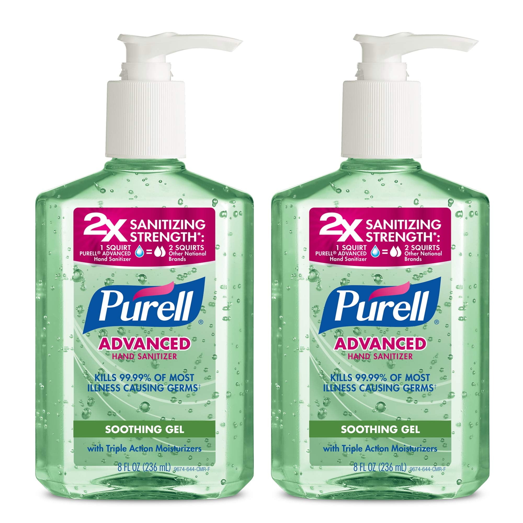 PURELL Advanced Hand Sanitizer Soothing Gel, Fresh Scent, with Aloe and Vitamin E- 8 fl oz Pump Bottle (Pack of 2) - 9674-06-EC2PK
