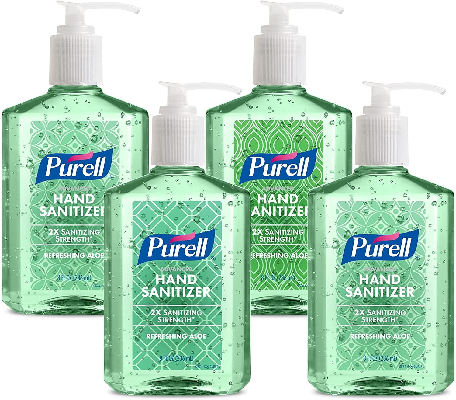 PURELL Advanced Hand Sanitizer Soothing Gel, Fresh scent, with Aloe and Vitamin E , 8 Fl Oz Pump Bottle (Pack of 4)