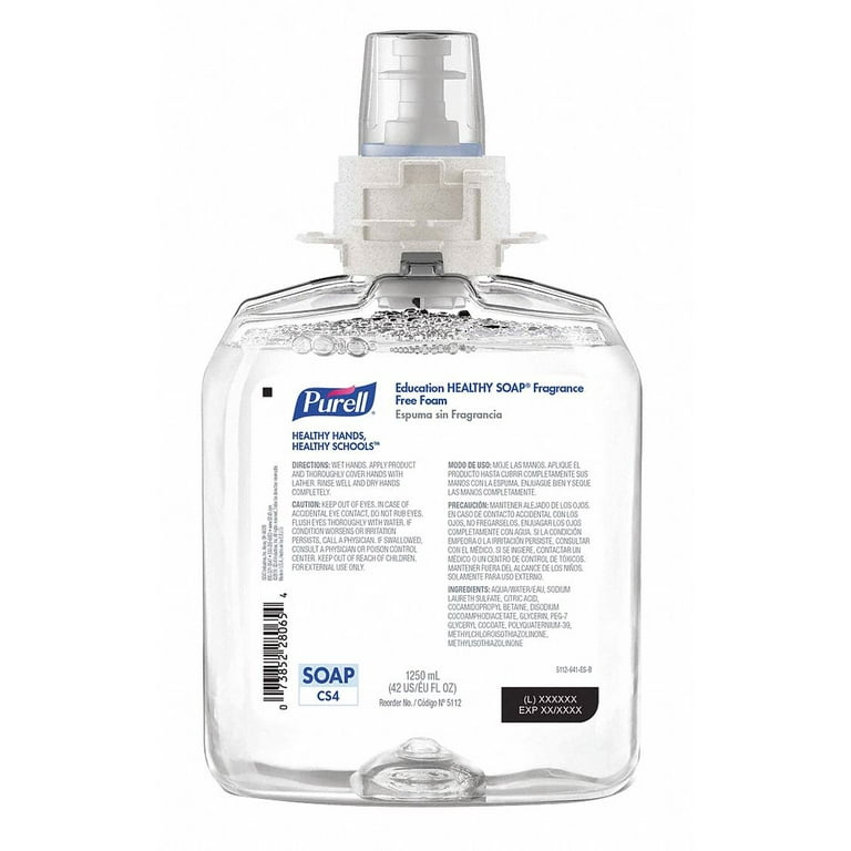 PURELL CS4 HEALTHY SOAP Mild Foam Refill - 42.3 fl oz (1250 mL) - Dirt Remover, Kill Germs - Hand - Moisturizing - Dye-free, Fragrance-free - 4 / Carton PURELL CS4 HEALTHY SOAP Mild Foam Refill - 42.3 fl oz (1250 mL) - Dirt Remover, Kill Germs - Hand - Moisturizing - Dye-free, Fragrance-free - 4 / Carton