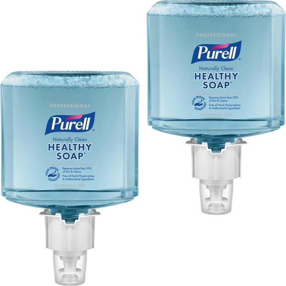 PURELL, GOJ647002, ES6 Naturally Clean Fragrance Free Foam Soap, 2 / Carton, Blue