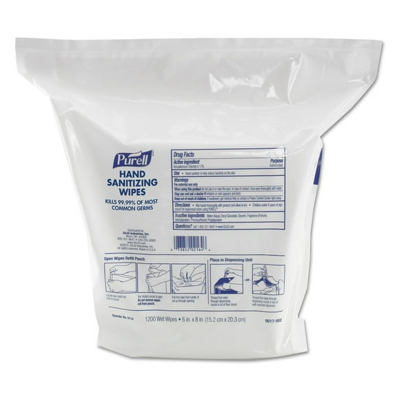 PURELL 9118-02 6 in. x 8 in. Fresh Citrus Scent Hand Sanitizing Wipes - White, (2/Carton)