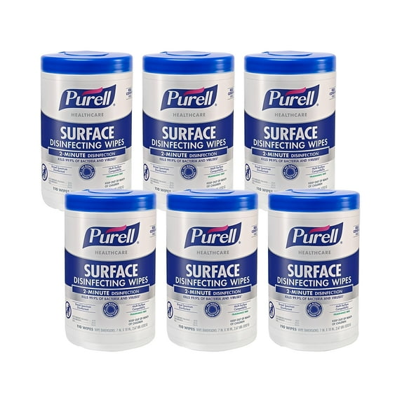 PURELL Healthcare Disinfecting Wipes 110 Wipes/Container 6/Carton (9340-06)